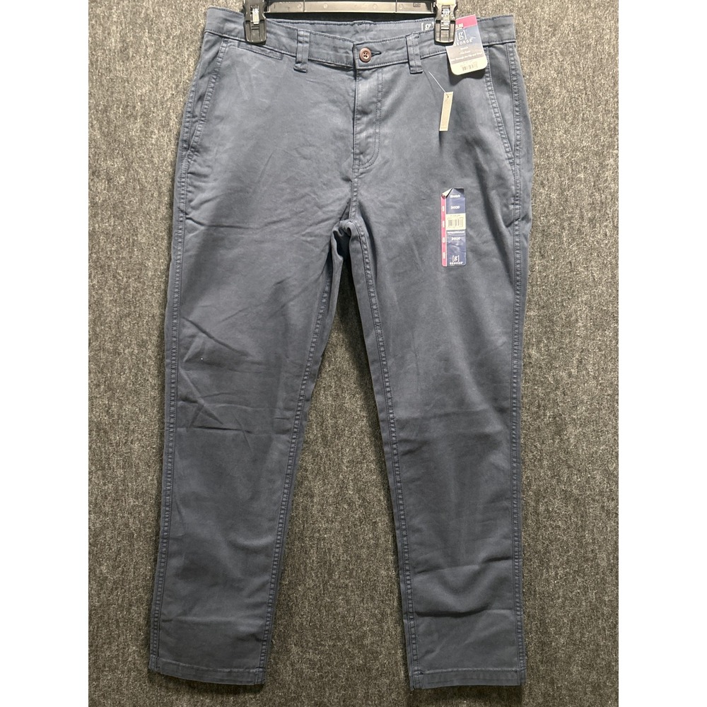 George Casual Chino Pants Mens 34x30 Blue Cove New Slim Fit Stretch Flat Front